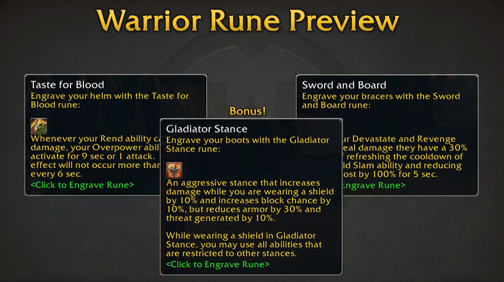 SoD Phase 3 Warrior Rune Preview