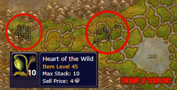 Farming Heart of Wild in Swamp of Sorrows